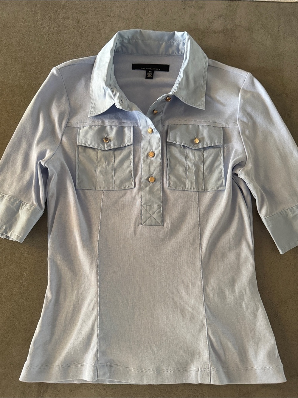 WHBM Poplin Detail Knit Polo Henley - Picture 5 of 8